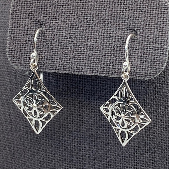925 Marsala Sterling Silver Earrings Drops Dangles 2g Thailand Geometric - Picture 1 of 11